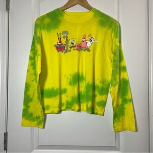 Nickelodeon Yellow & Green Tie-Dye SpongeBob Crewneck Long Sleeve